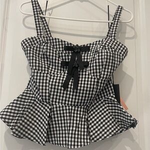 iris Black and White Gingham Peplum Cami